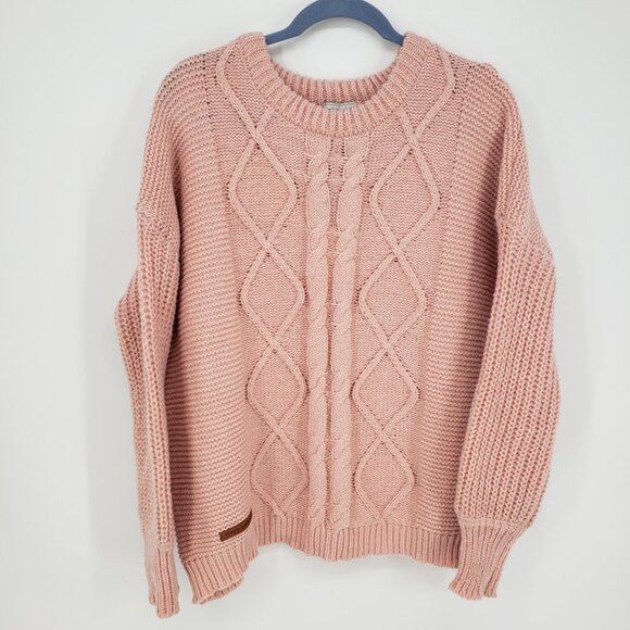 Simply Southern Chunky Cable Knit Sweater XL Womens Relaxed Fit Blush Pink - Picture 1 of 7